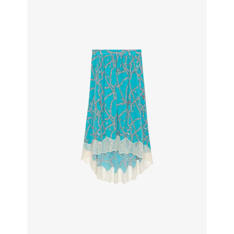Green chain print midi skirt online