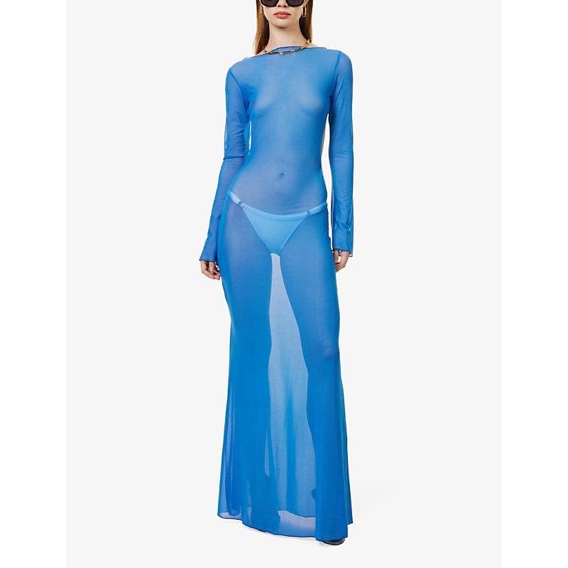 jaded london blue cut out dress Jaded London Fine Spacedye Knit Cut Out Maxi Beach Dress  Dolls Kill