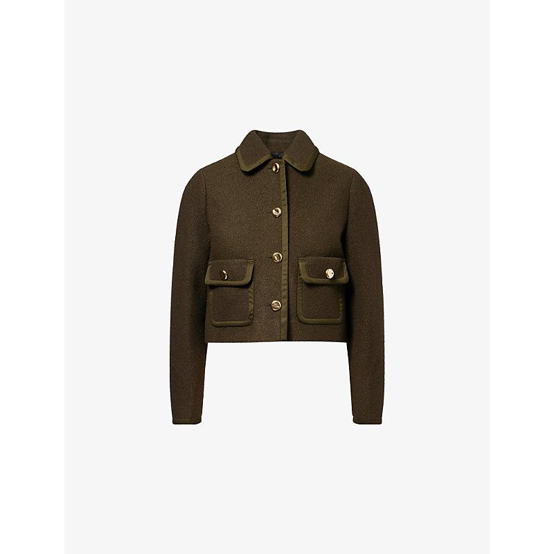 ME+EM Straight Cropped Bound Wool Jacket in Brown | Lyst