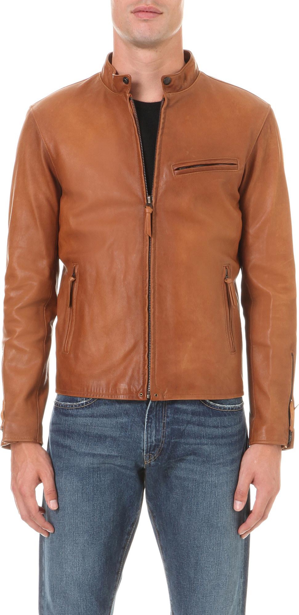 Polo Ralph Lauren Zip Up Leather Jacket In Brown For Men Lyst Gallery