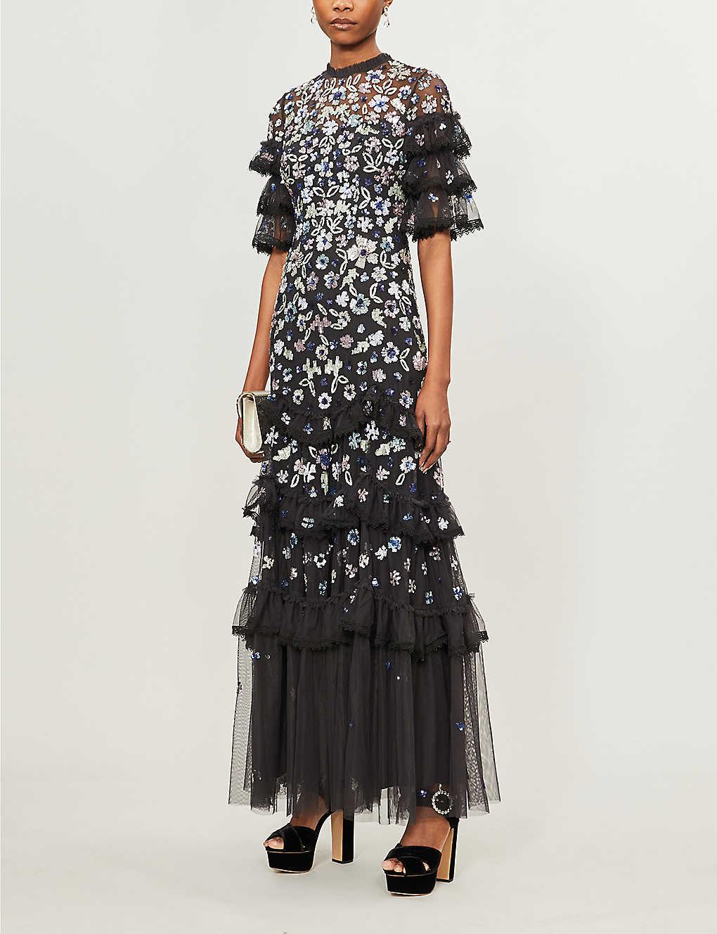 needle and thread meadow sequin gown