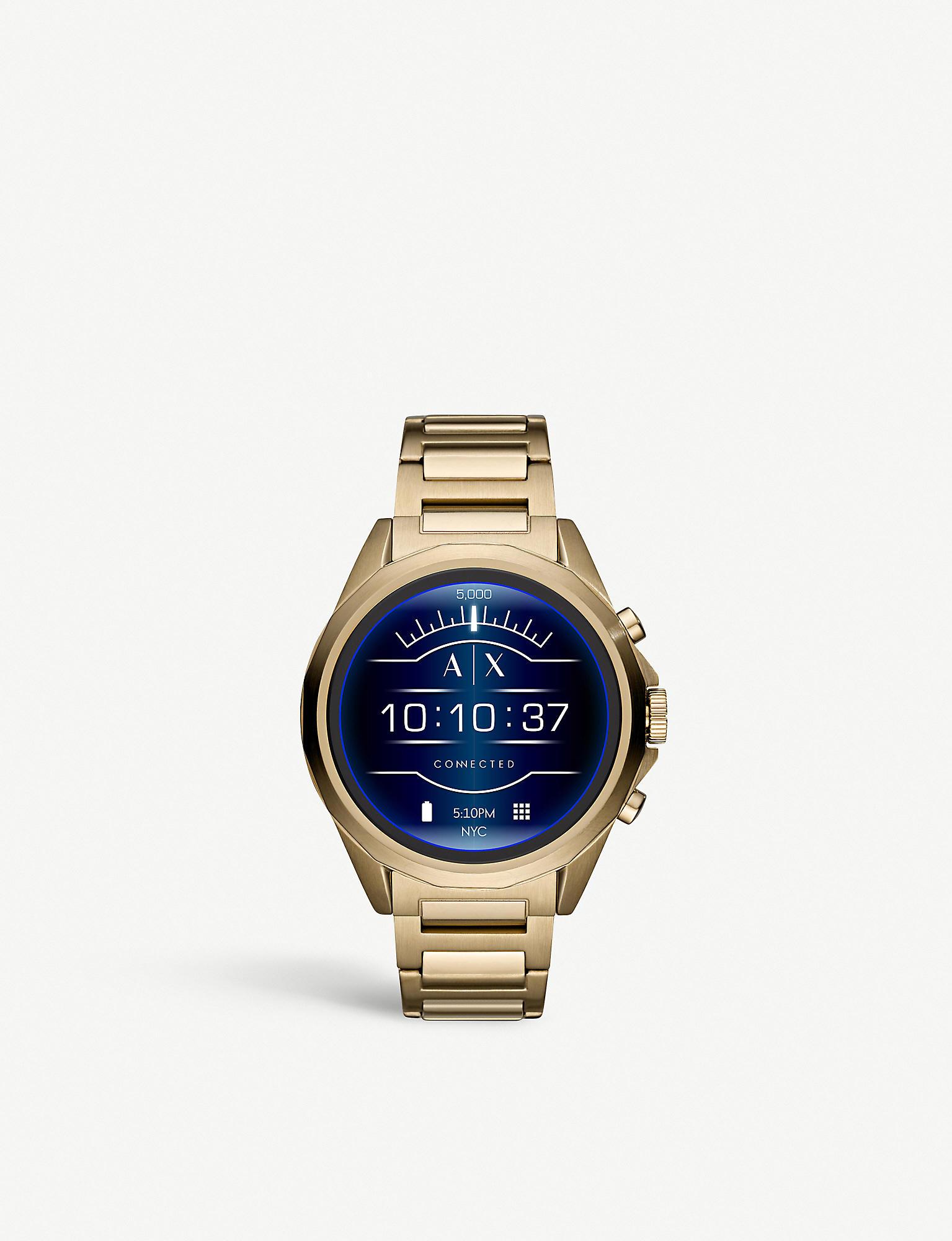 Armani Exchange Axt2001 Gold-plated Stainless Steel Smartwatch in Metallic  | Lyst Canada