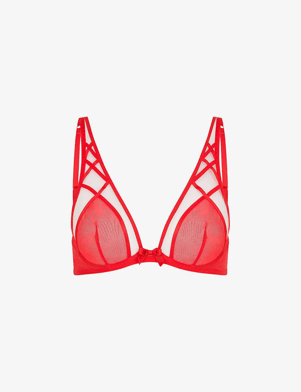 Agent Provocateur Cherise Laced Underwi Mesh Bra in Red | Lyst