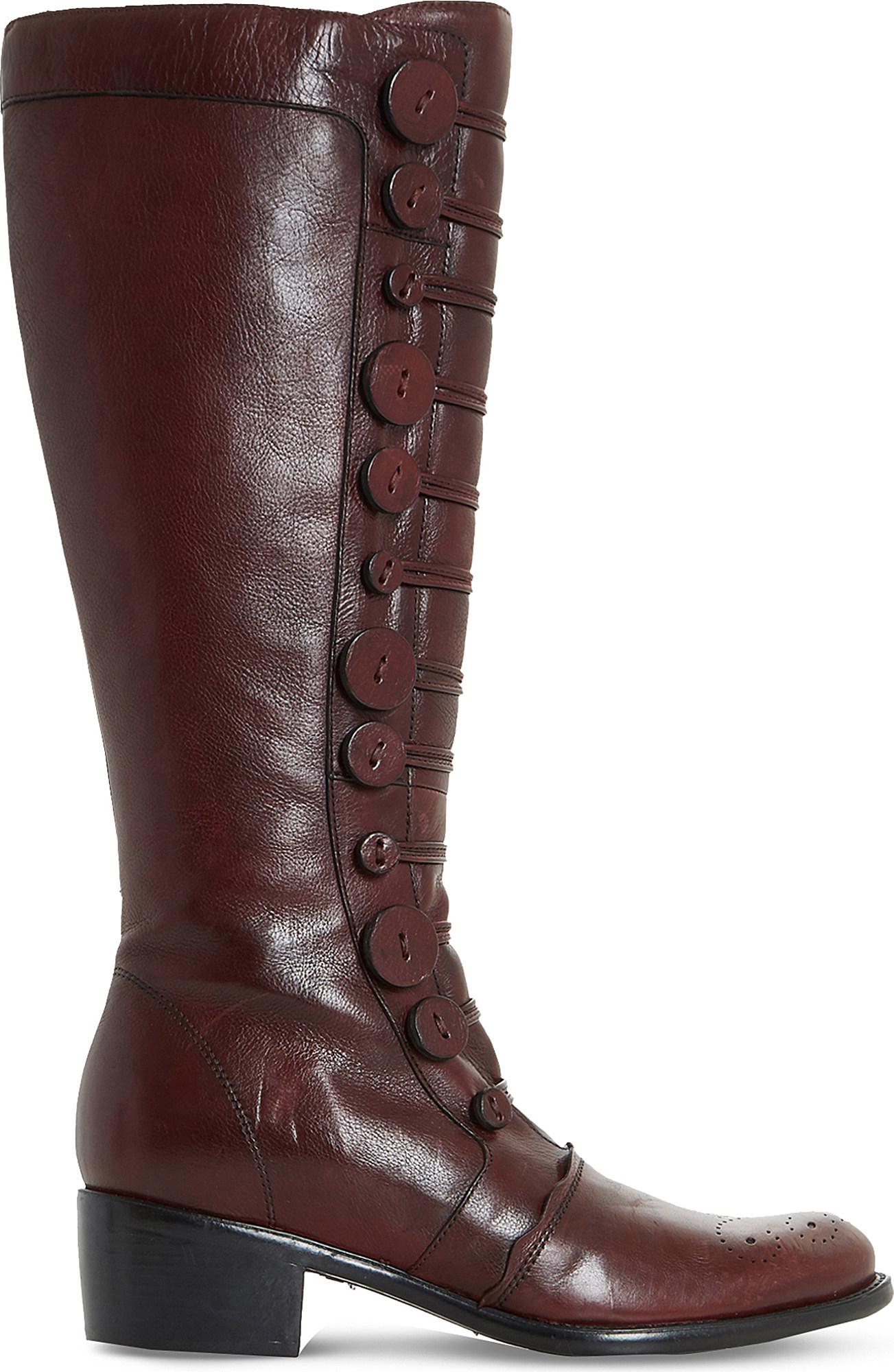 Dune Pixie D Button Leather Knee-high 