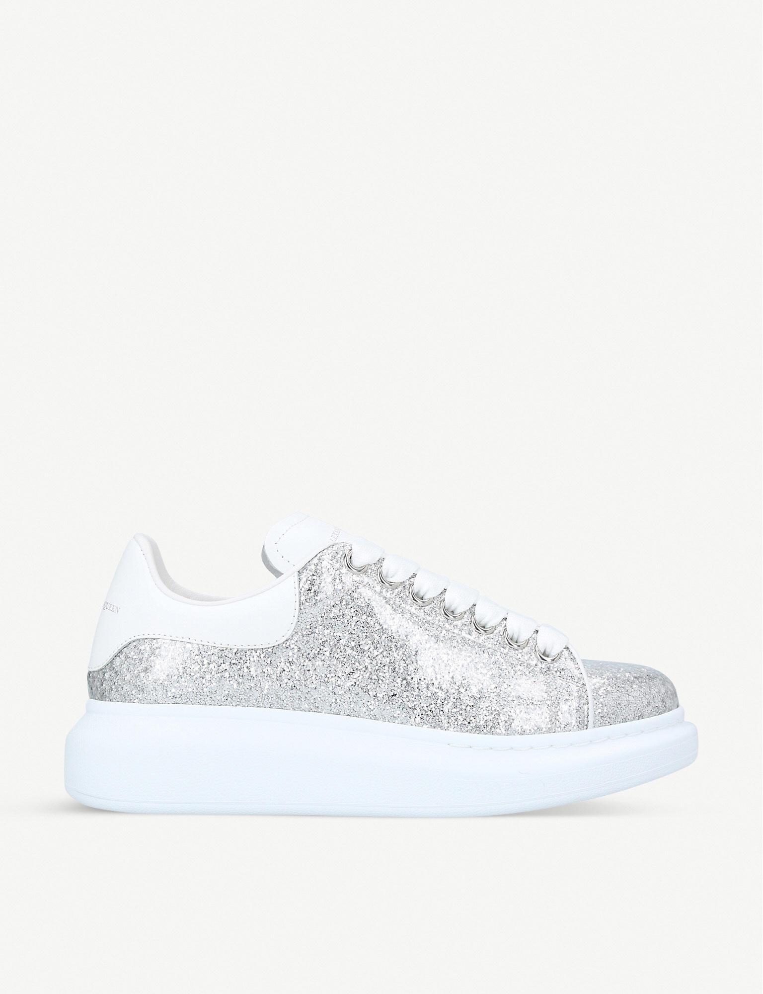 silver alexander mcqueen trainers