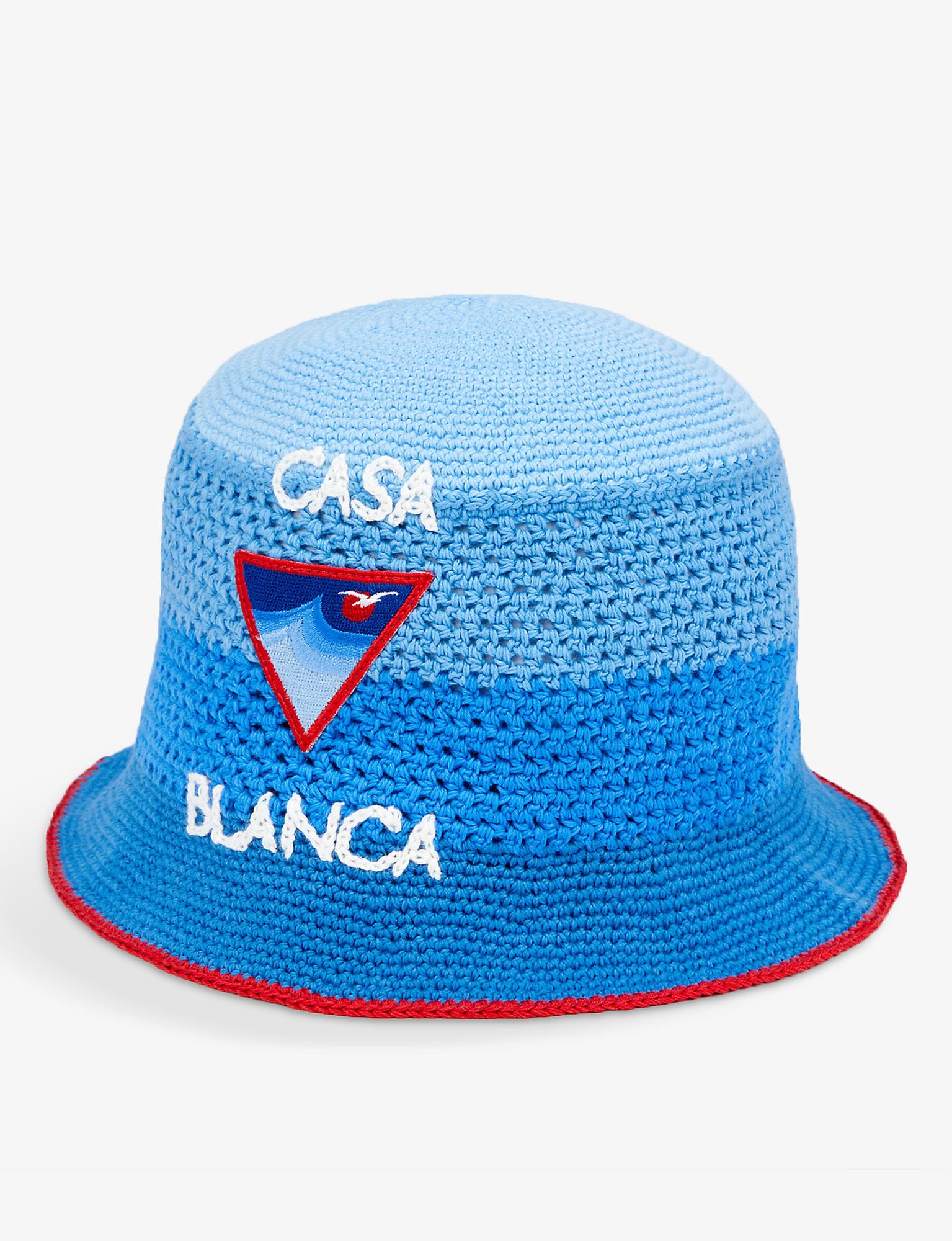 CASABLANCA Brand-embroidered Wide-brim Cotton-knit Bucket Hat in