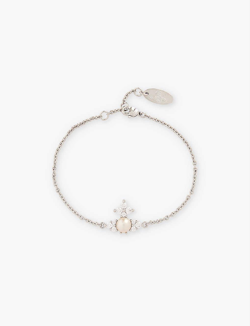 【VIVIENNE WESTWOOD】Mariarena Bracelet Brass Platinum Vivienne Westwood Feodora Brass And Cubic Zirconia Bracelet