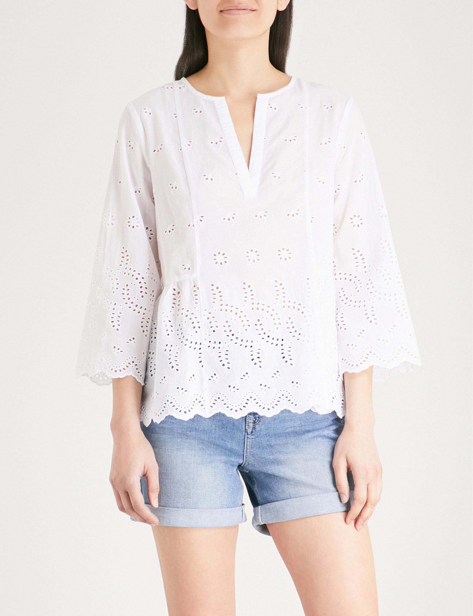 white broderie peplum top
