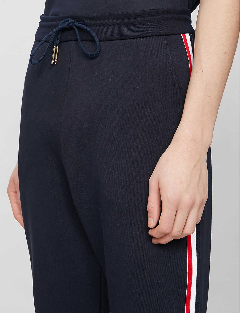 Thom Browne Side-stripe Stretch-cotton Tracksuit Bottoms in Navy (Blue) for Men - Lyst