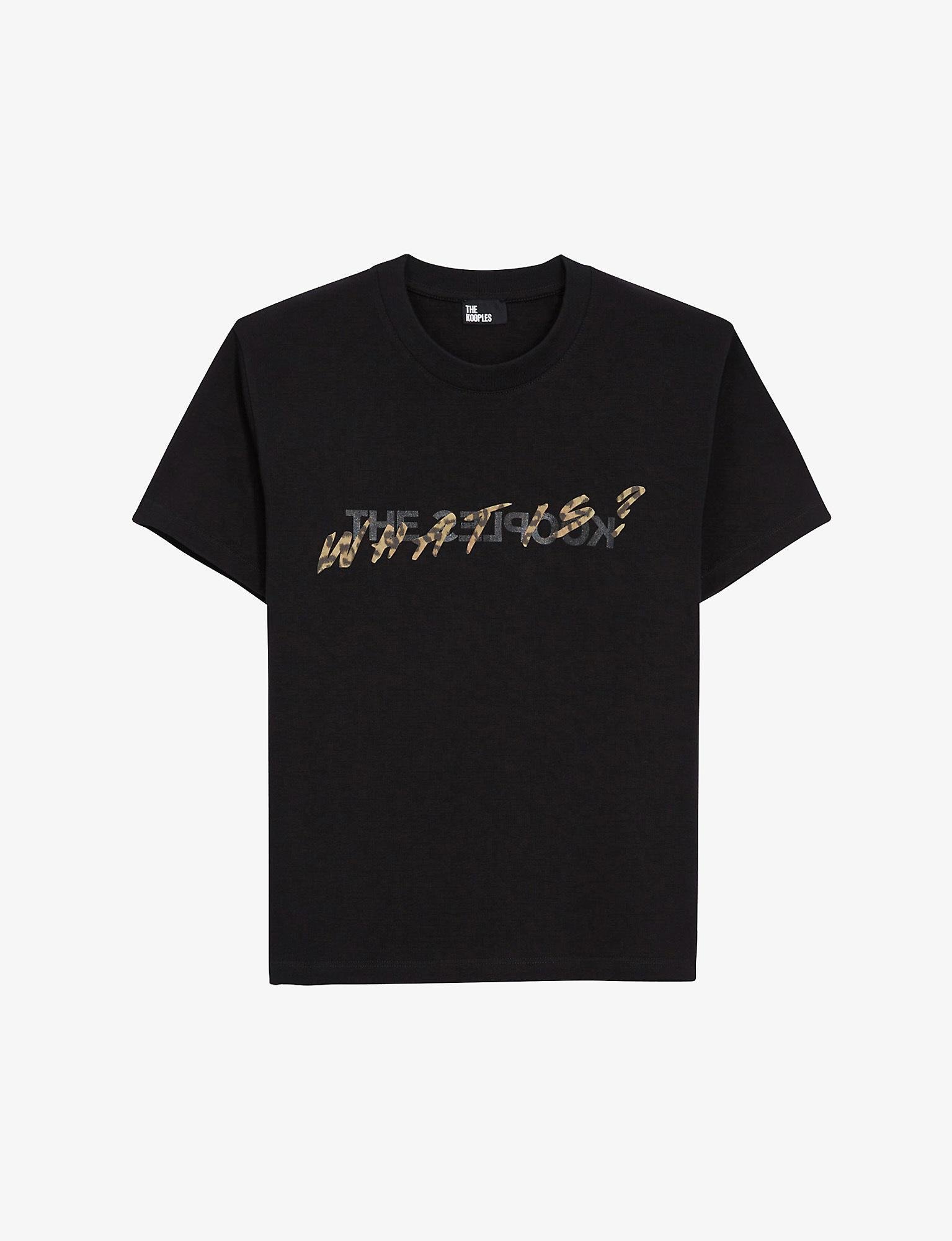 The Kooples Leopard-print Logo-graphic Cotton-jersey T-shirt in Black ...