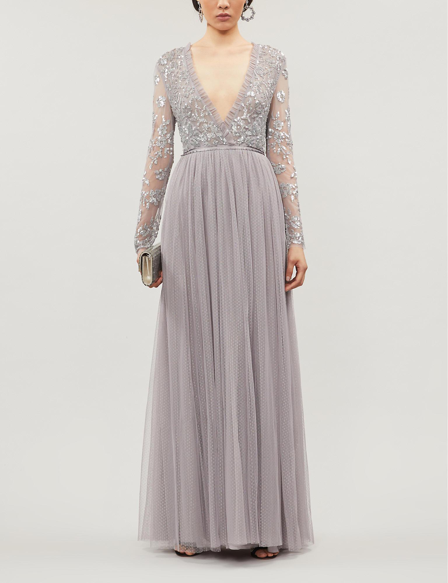 sequin tulle maxi dress