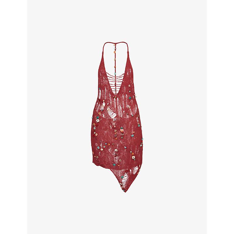 Jaded London Dandara Beaded Knit Mini Dress in Red | Lyst Jaded London Dandara Beaded Knit Mini Dress in Red | Lyst