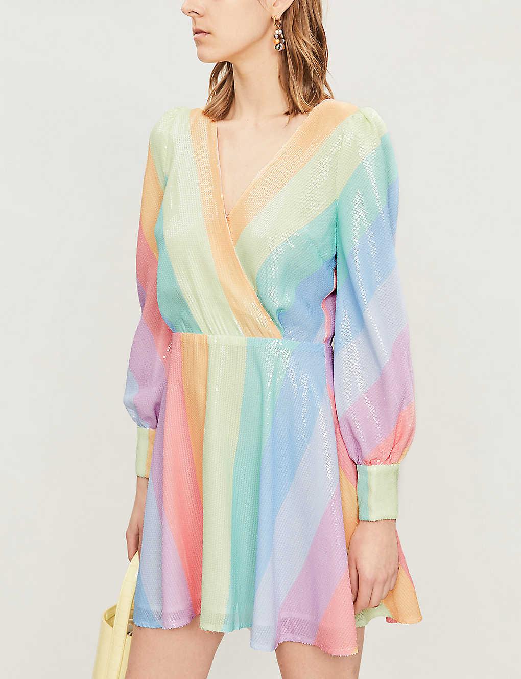 Olivia Rubin Kylie Striped Sequinned Mini Dress in Blue Lyst