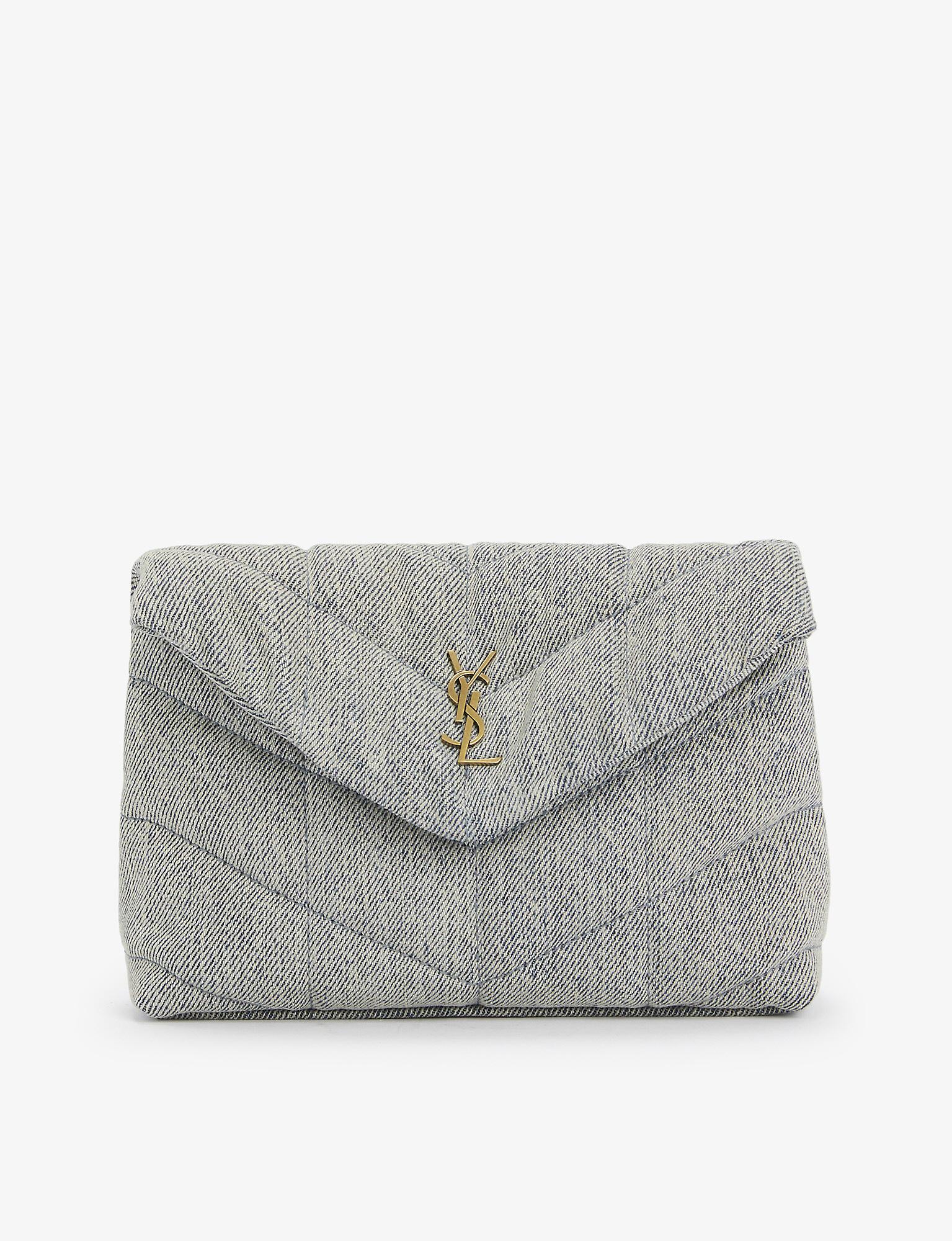 Womens Bags Clutches and evening bags Saint Laurent Puffer Quilted Clutch Bag in Grey Grey 