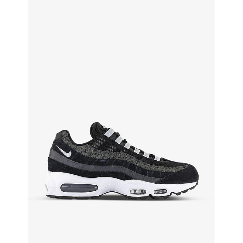Nike Air Max 95 Brand Embroidered Leather And Mesh Low Top Trainers in Black for Men Lyst UK