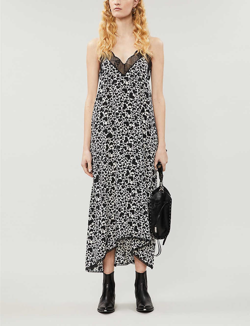 Zadig & Voltaire Risty Heart-print Silk-crepe Dress - Lyst