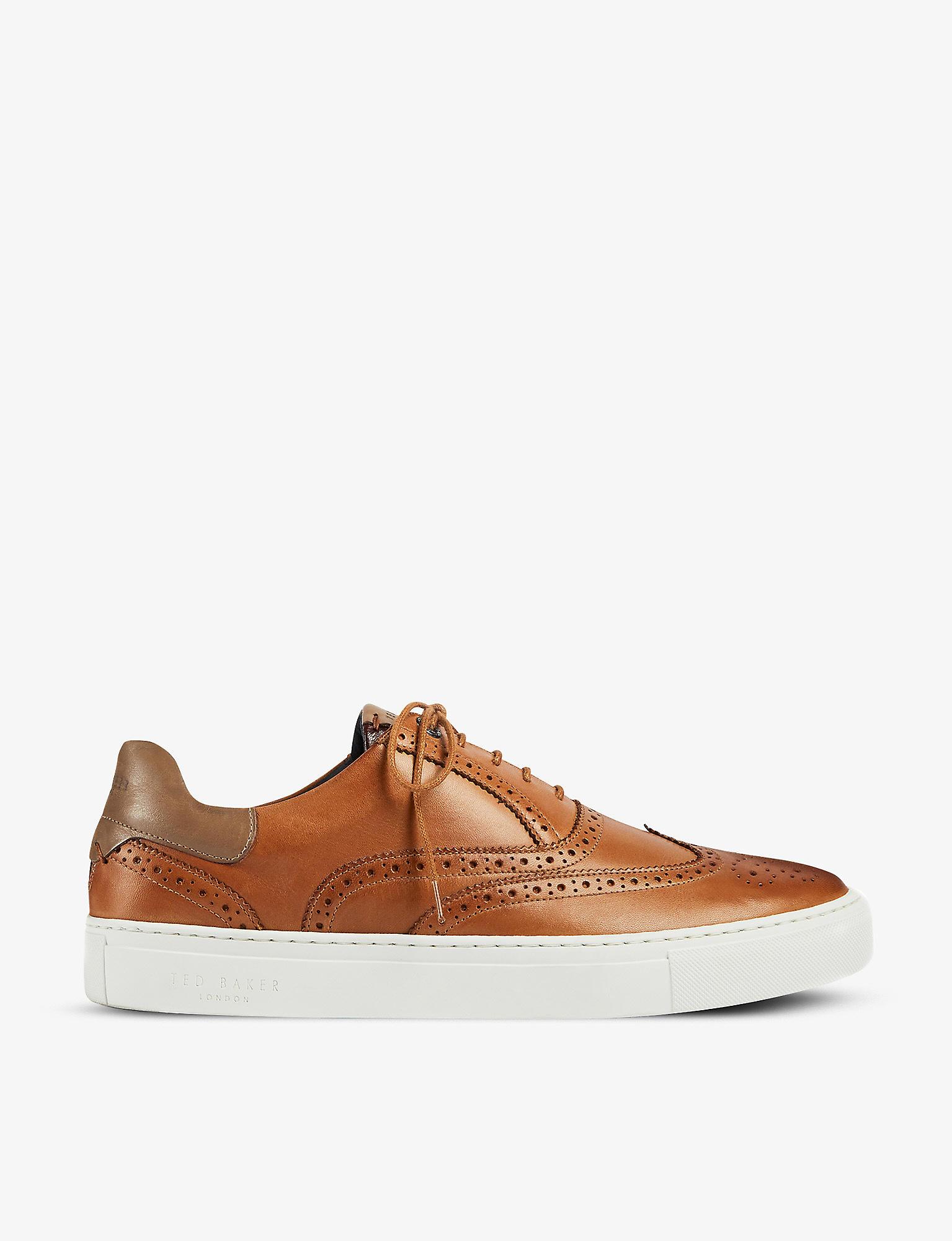 Ted Baker Dennton Brogue-embellished Leather Trainers in Brown for Men |  Lyst