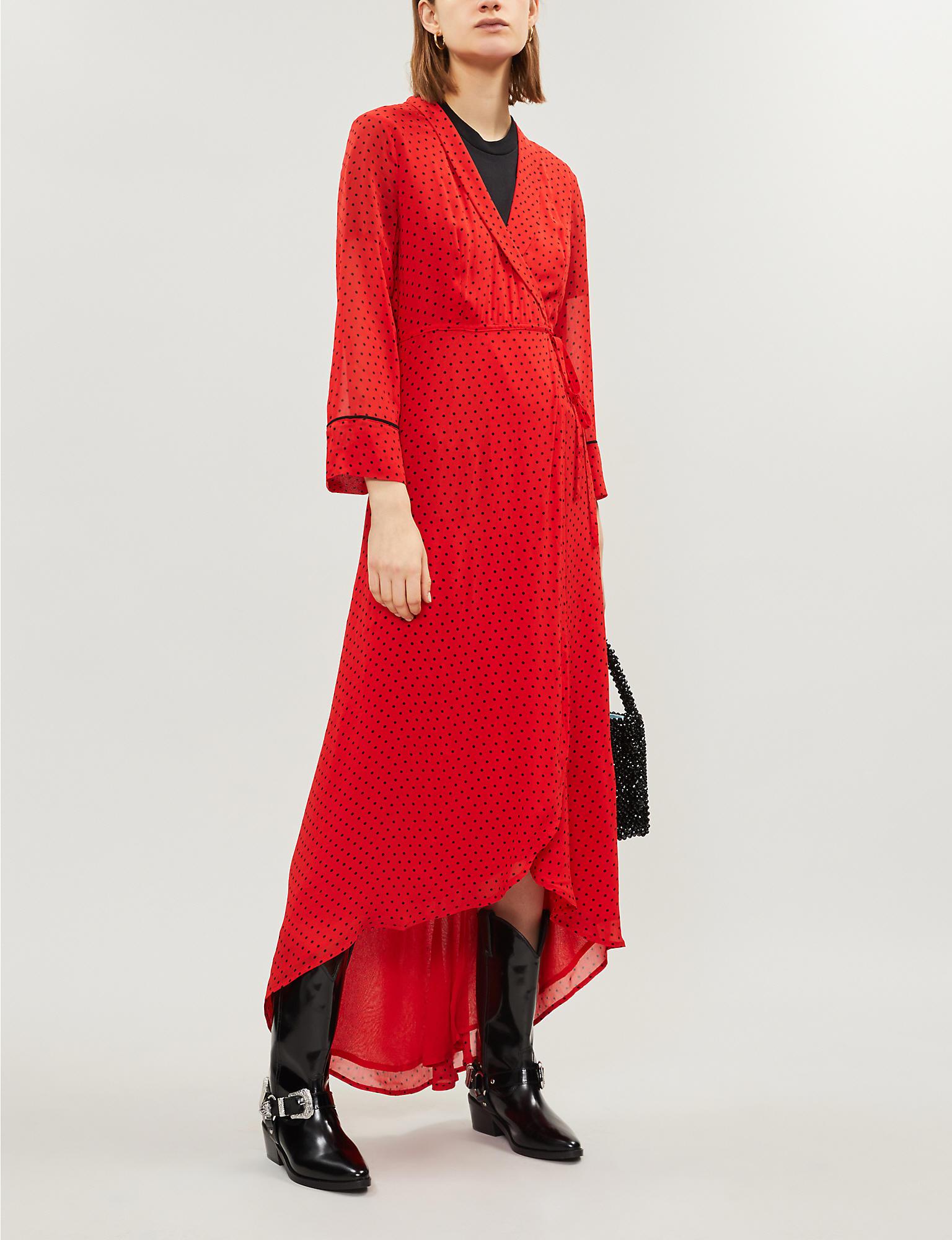 Ganni Mullin Georgette Dress in Red - Lyst