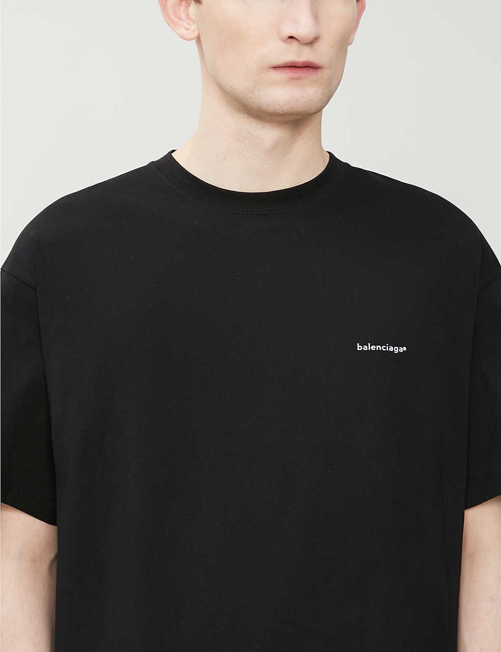 Pure Cotton Balenciaga T-Shirt for Men - Black - KDB Deals