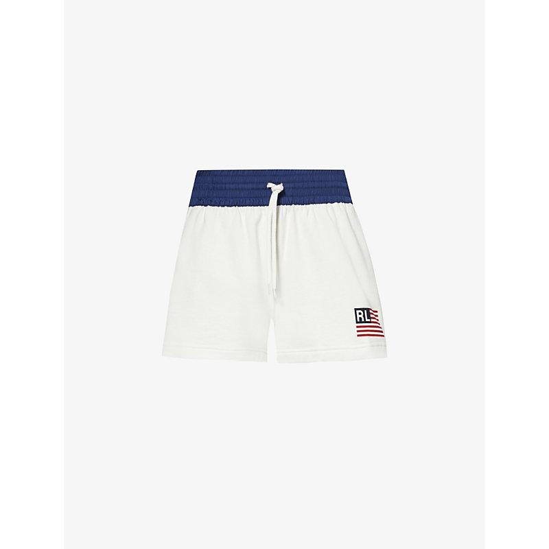 Polo Ralph Lauren Deckwash Flag Logo Print Cotton Blend Jersey Shorts in White Lyst UK