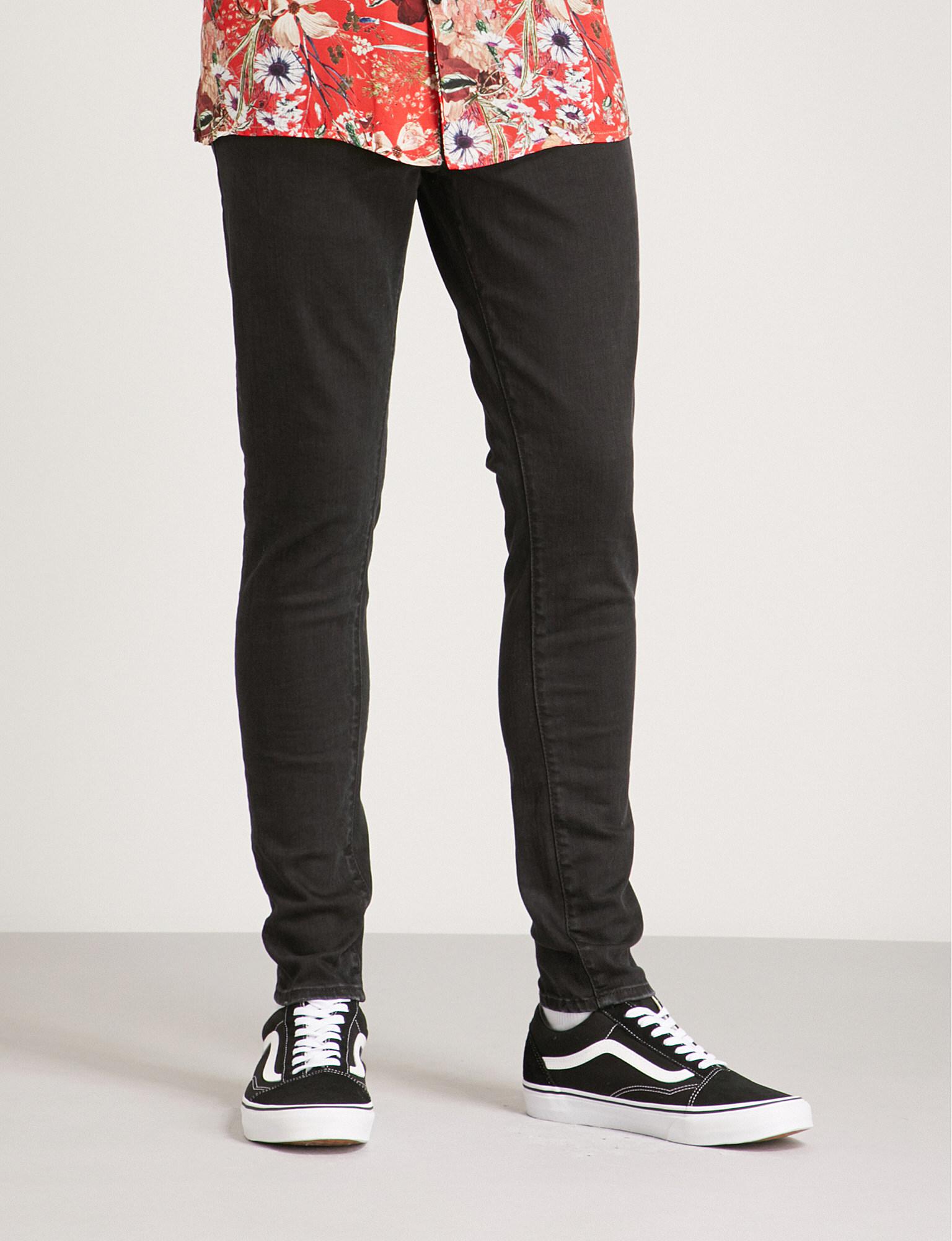 mens black essential slim-fit skinny jeans