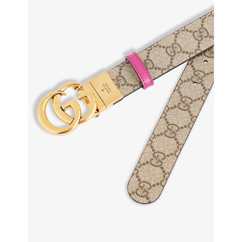 Gucci gg Marmont Reversible Leather Belt in Pink Lyst