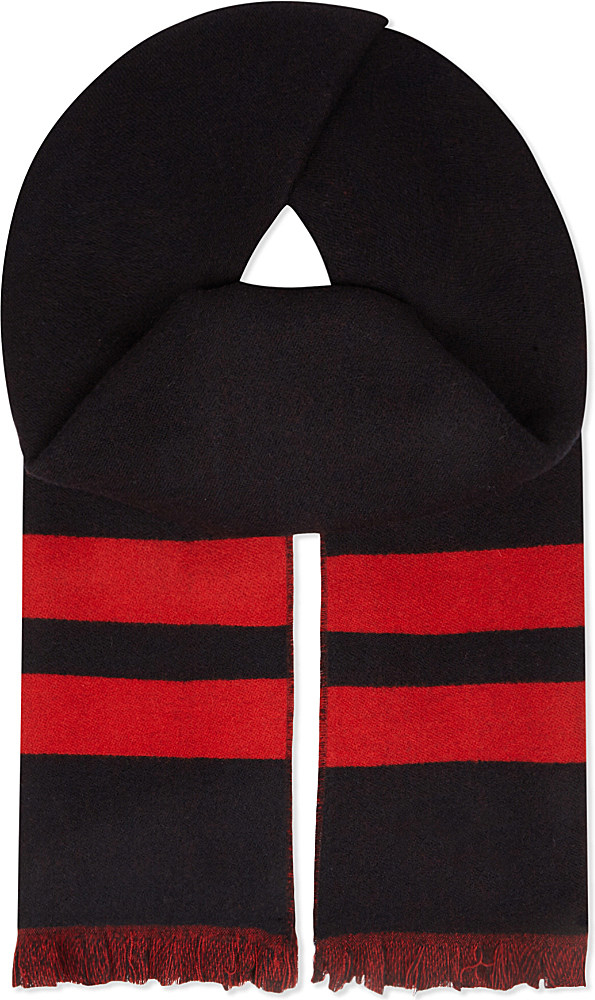 Givenchy Stripe & Stars Wool & Cashmere Scarf in Black/Red (Black) for