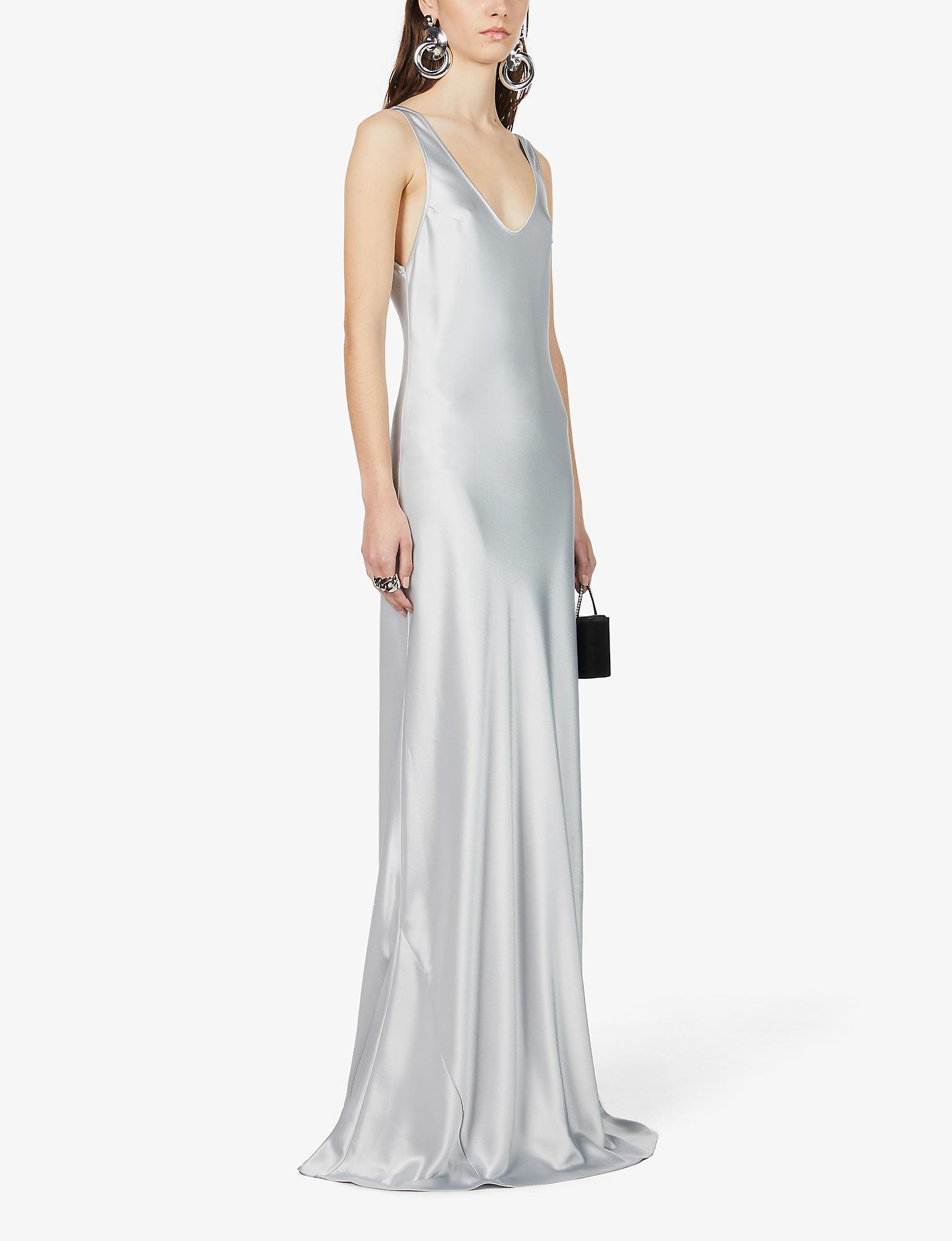 Galvan London Valetta Scoop-neck Satin-crepe Maxi Dress | Lyst