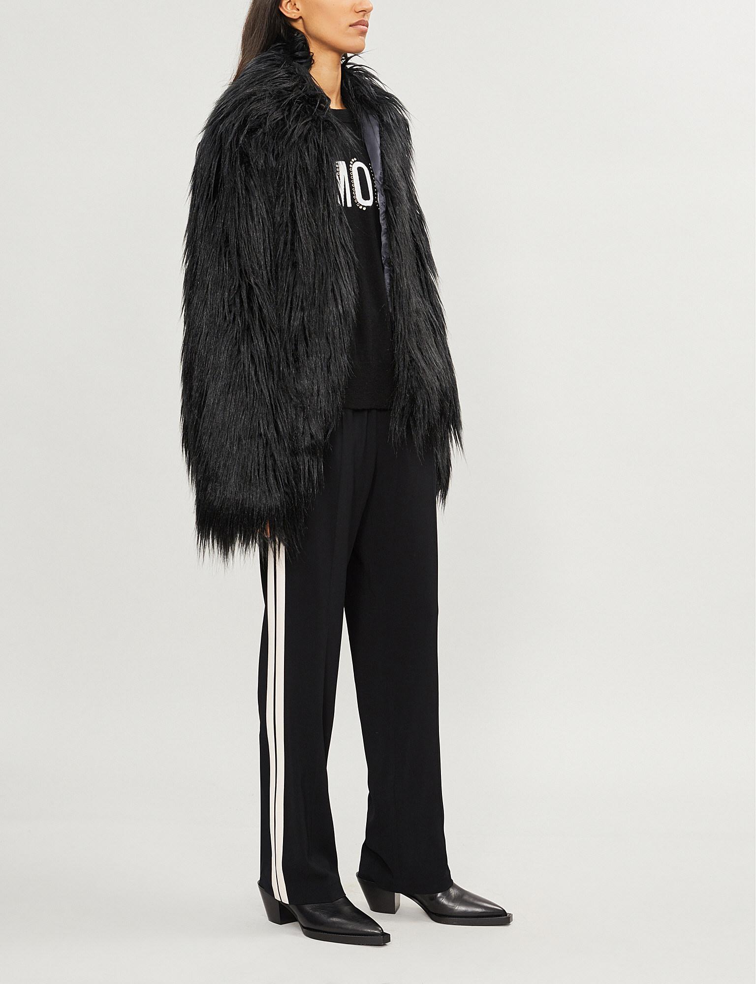 Zadig & Voltaire Fridas Open-front Faux-fur Coat in Black | Lyst