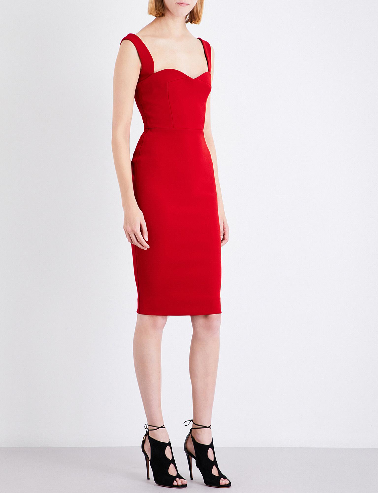 Red Knee Length Dress Victoria Beckham