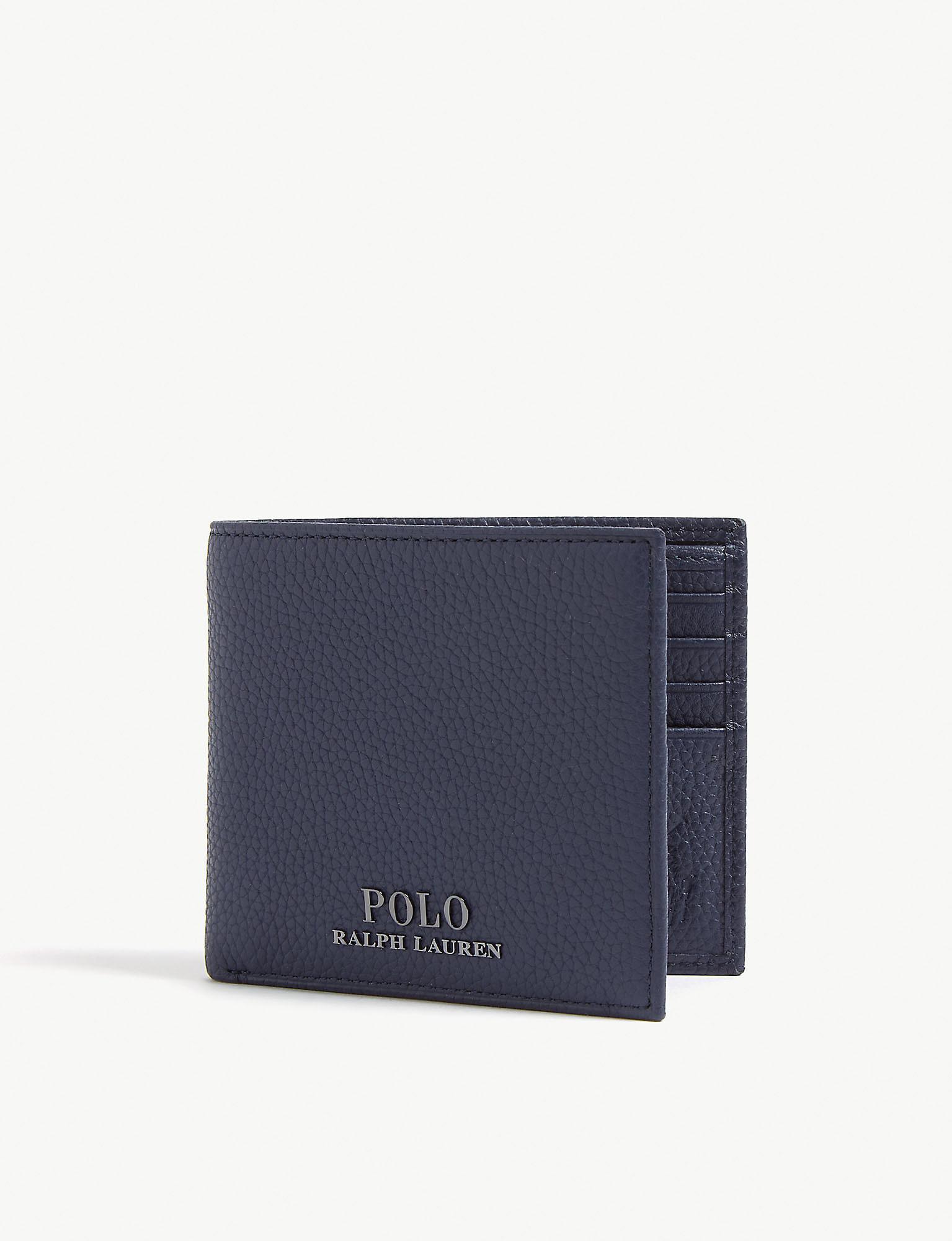 Polo Ralph Lauren Logo Grained Leather Billfold Wallet in Navy (Blue) for  Men - Lyst