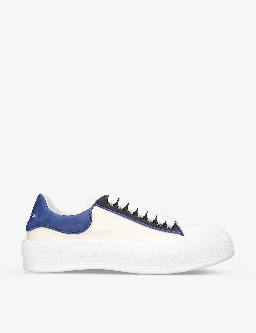 Alexander McQueen Deck Cap-toe Canvas And Suede Low-top Trainers in Blue  for Men | Lyst
