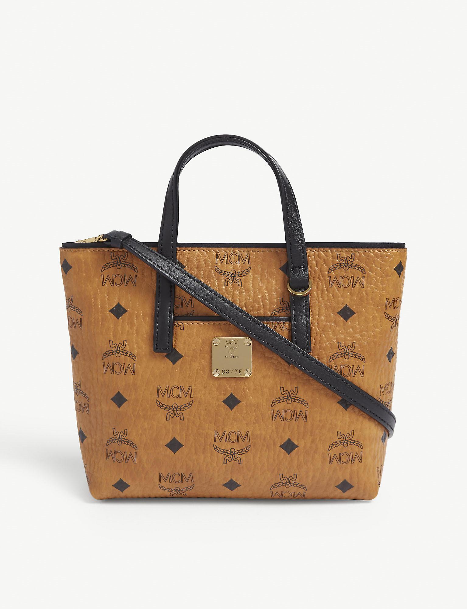 brown mcm tote