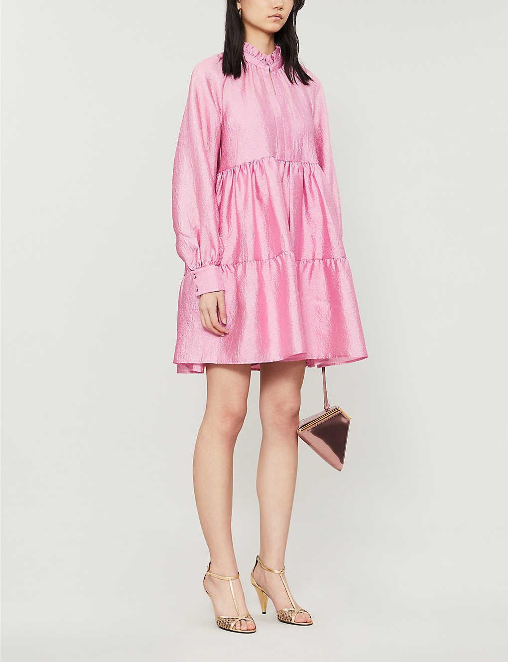 Stine Goya Jasmine Tiered Cloqué Mini Dress in Pink - Lyst