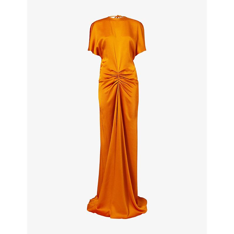 orange silk dress with sleeves ME+EM Silk Maxi Dress