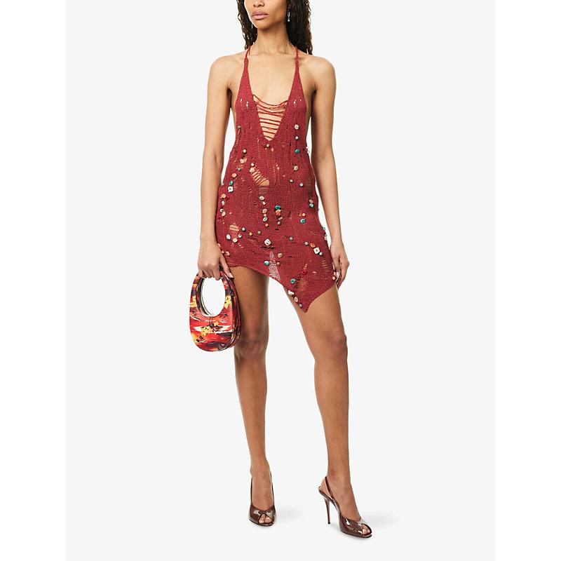 jaded london red dress Jaded London Laced Up Nighty Mini Dress in Red