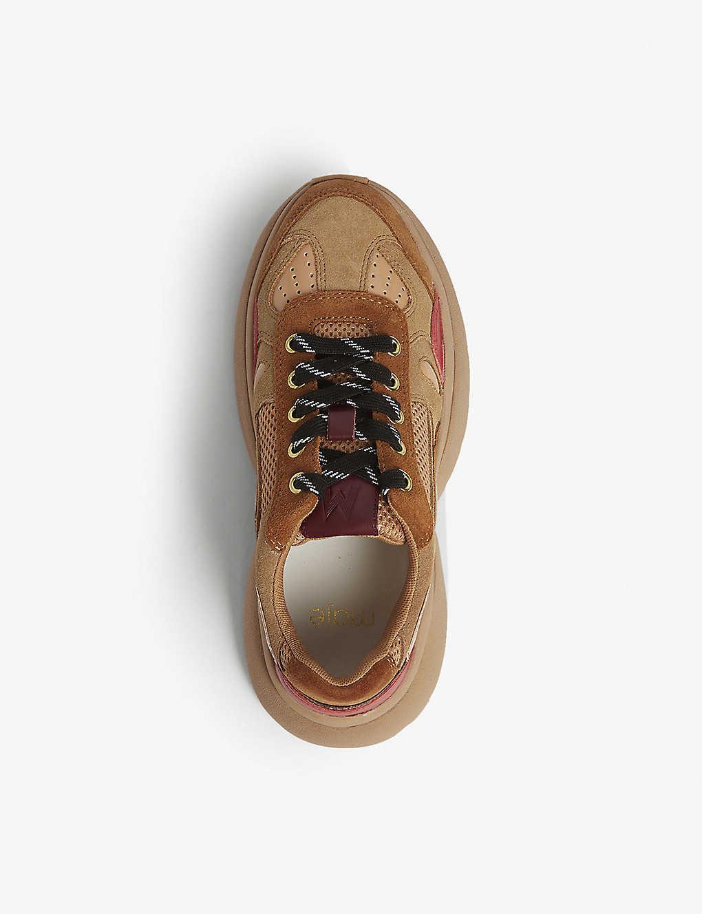 maje faster leather trainers