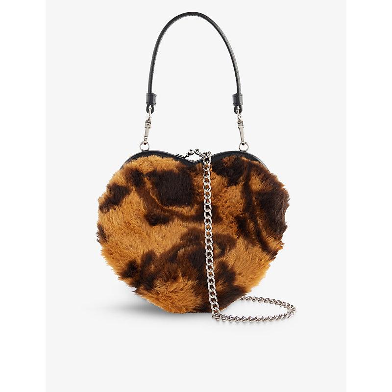 Vivienne Westwood Heart Leopard-Print Crossbody Bag - Gold