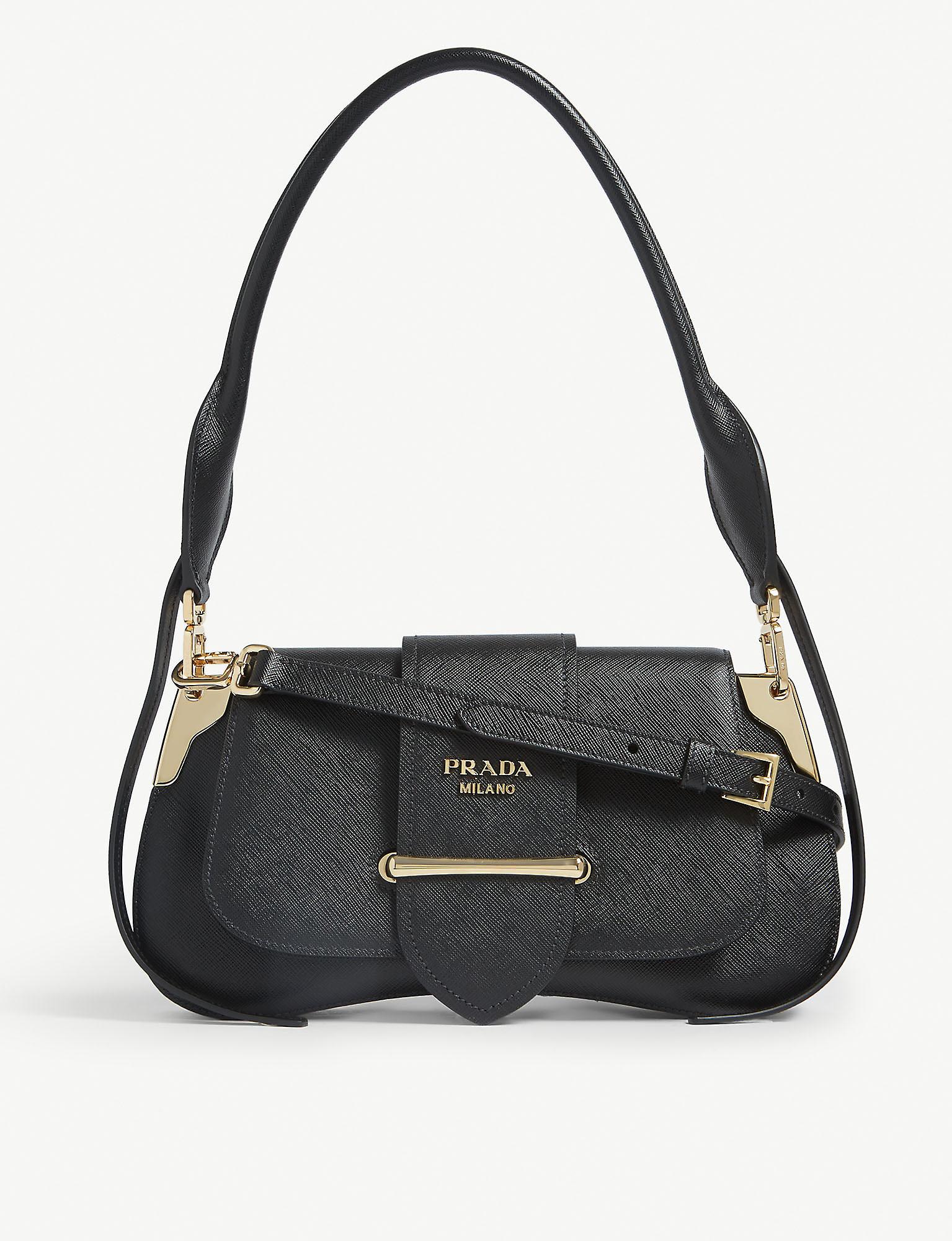 Prada Sidney Saddle Bag in Black | Lyst