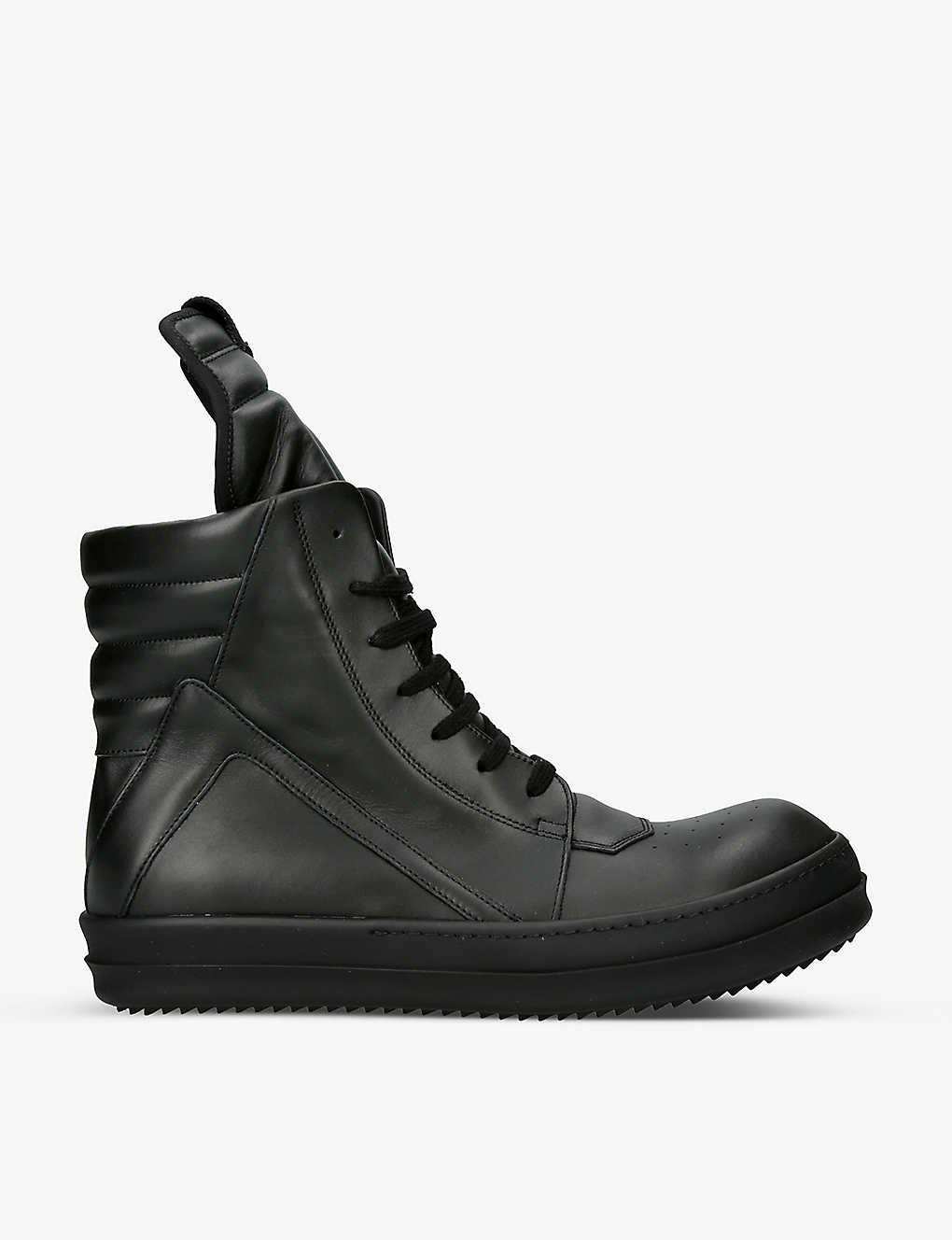 Rick Owens Geobasket Leather High-top Trainers in Black for Men | Lyst