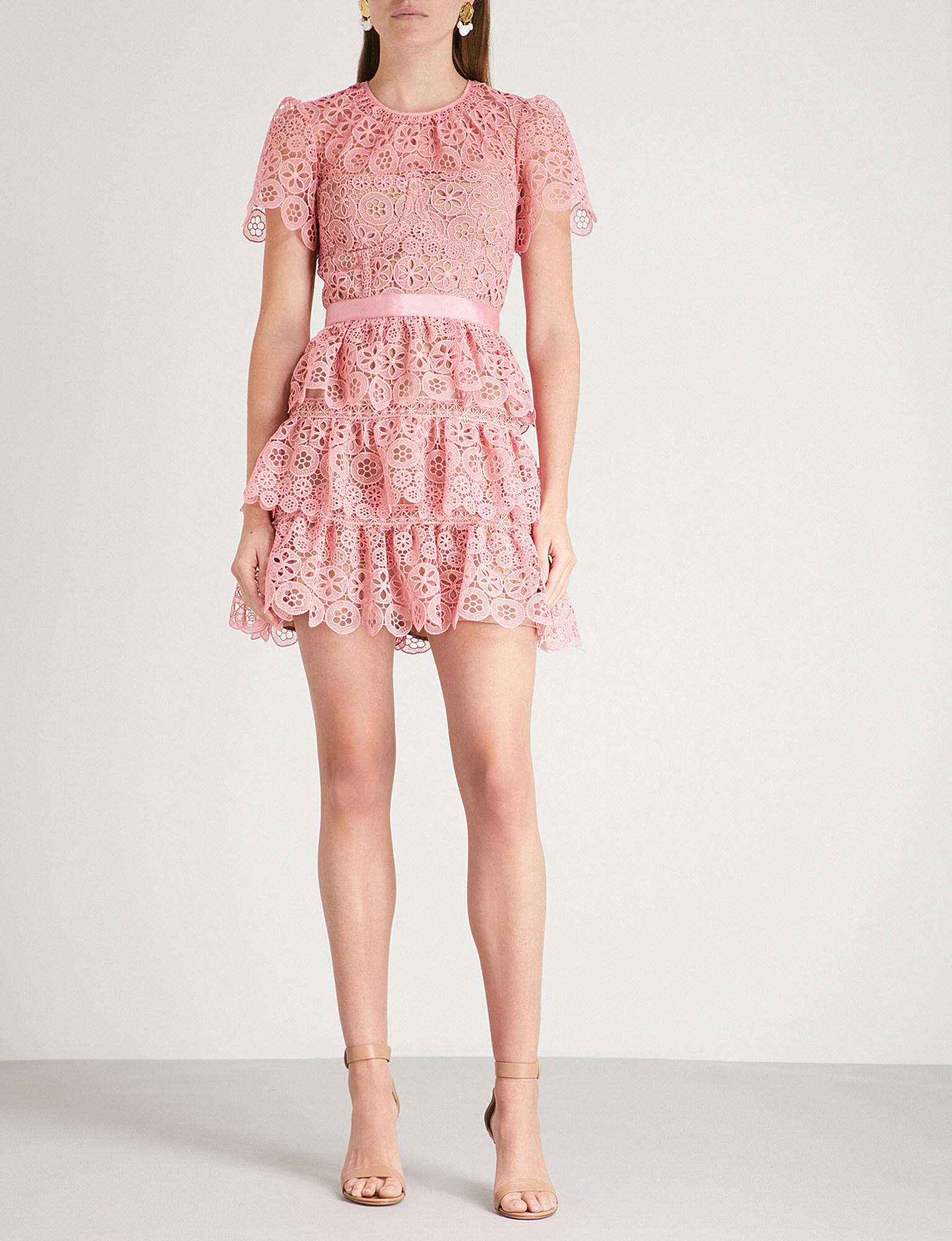 self portrait pink lace dress