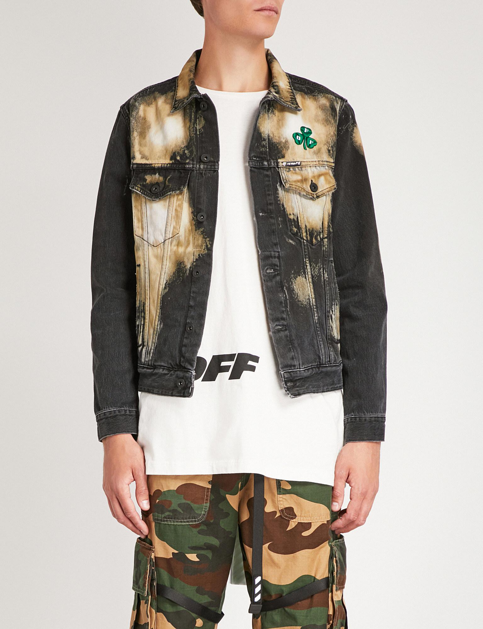 off white jeans jacket black