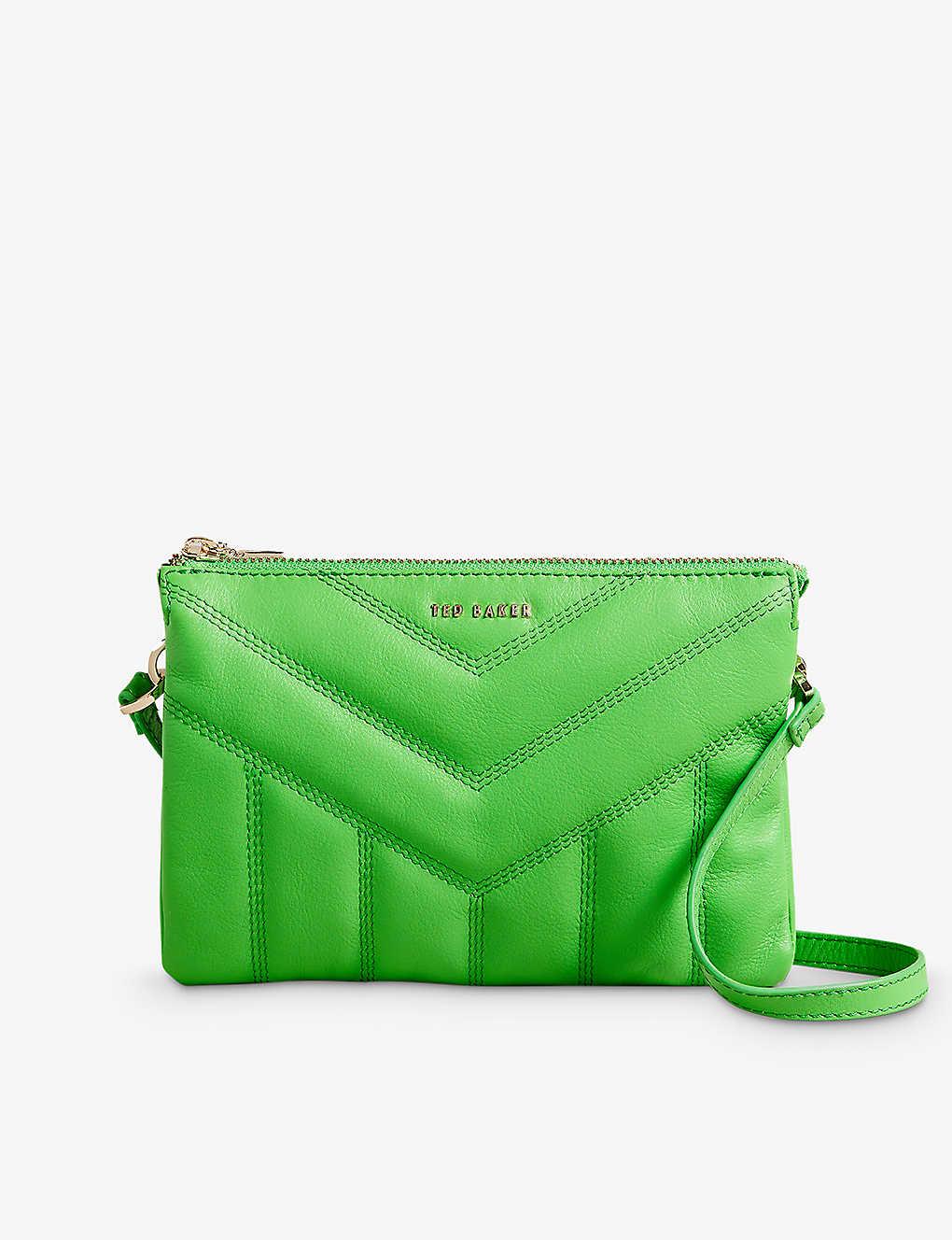 Ted Baker Ayasini Quilted Leather Cross-body Bag in Green | Lyst