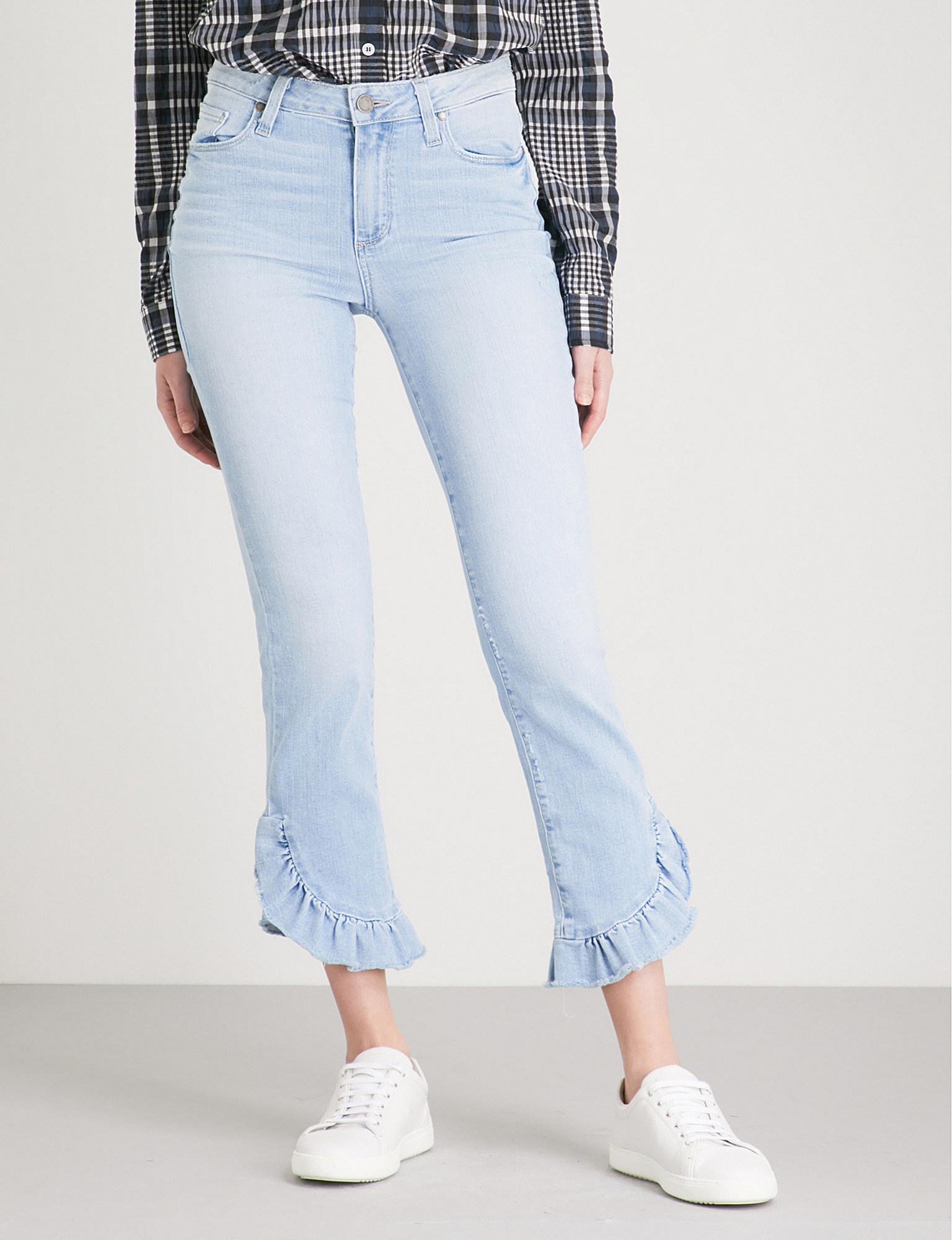 jeans with ruffle bottom