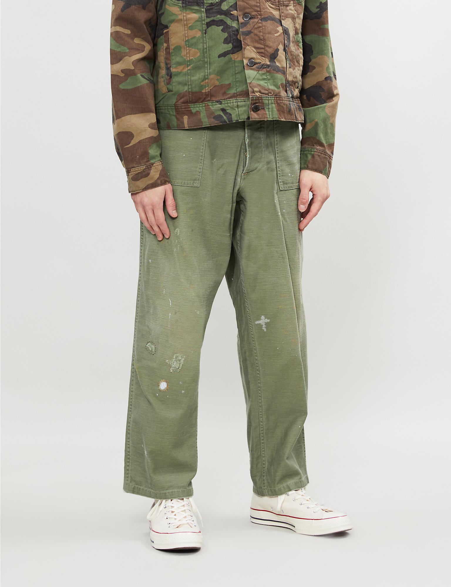 Polo Ralph Lauren Paint-splattered Cotton Cargo Trousers in Green