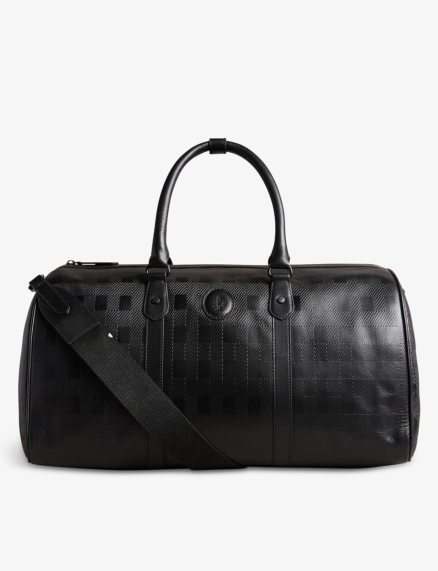 Ted Baker Cheksen Debossedcheck Leather Holdall Bag in Black for Men