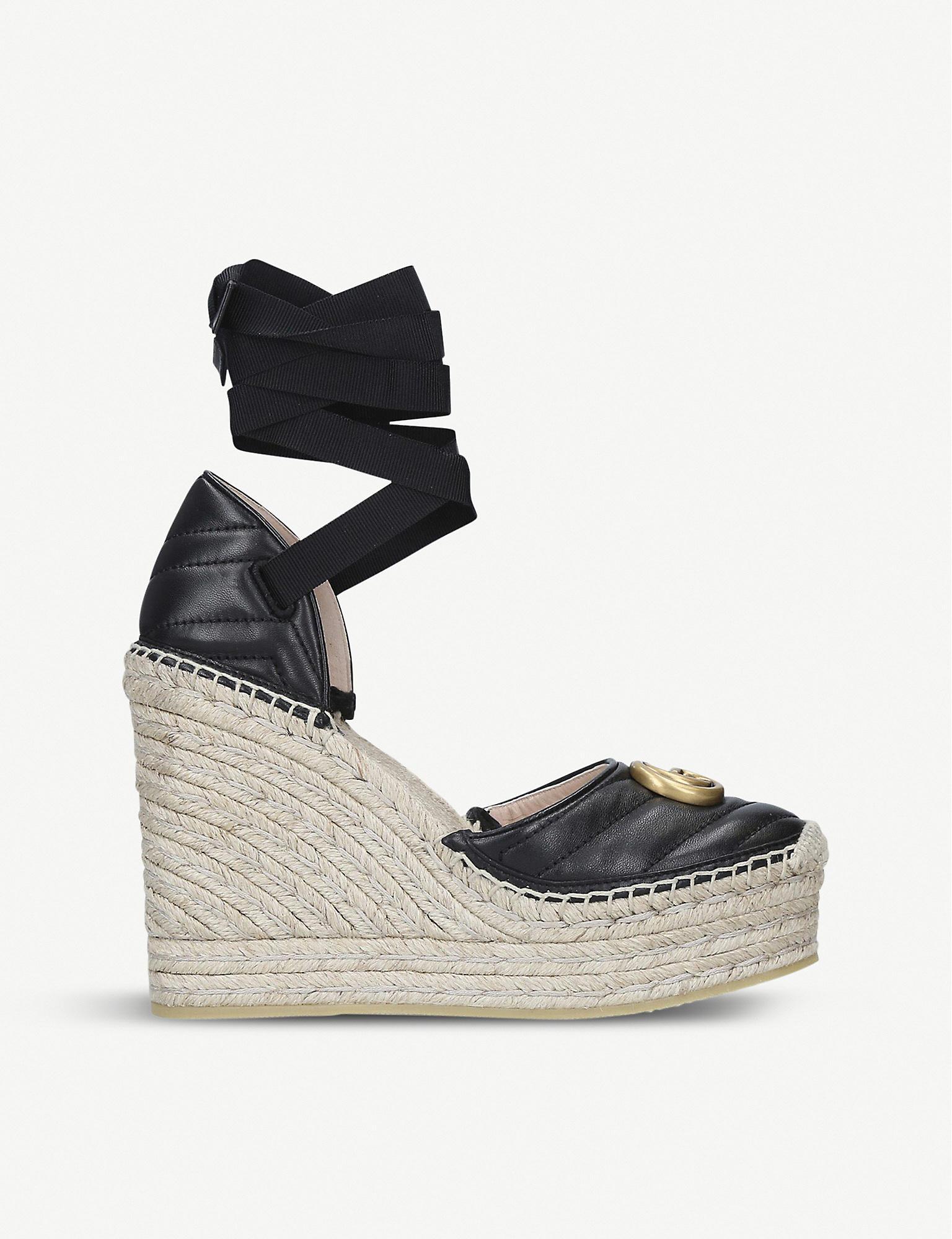 gucci leather platform espadrille