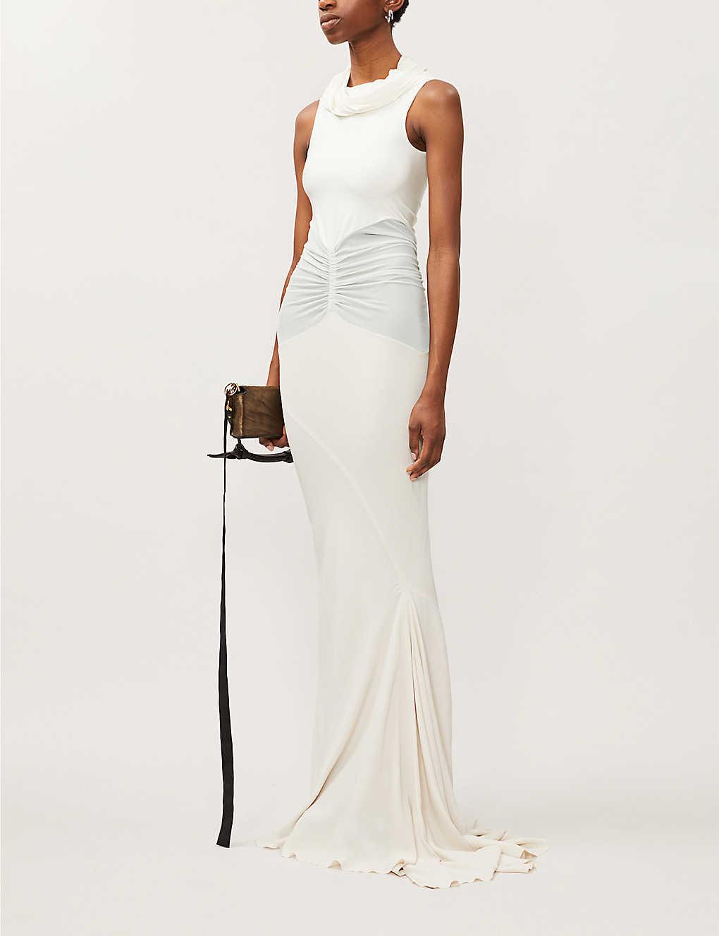Rick Owens Dustulator Ruched Stretch-woven Maxi Dress | Lyst