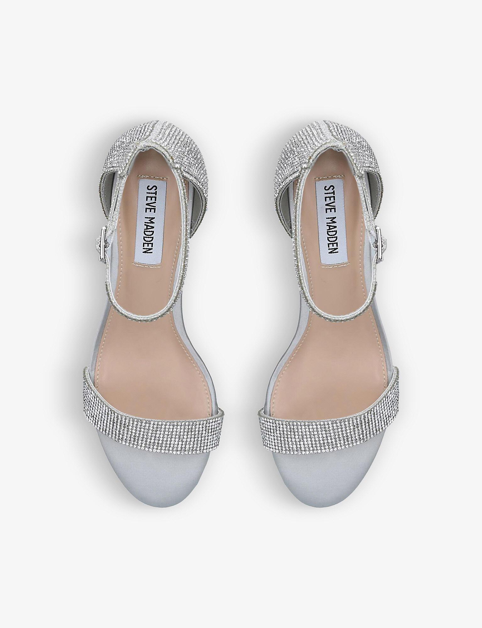 Steve Madden Irenee-r Heeled Rhinestone-embellished Sandals in White | Lyst