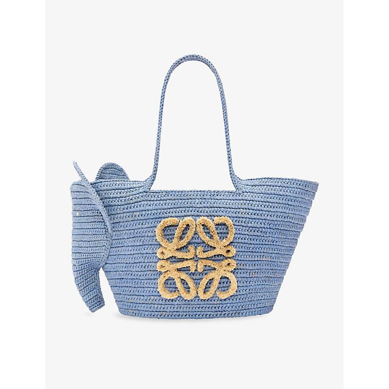 Loewe X Paula's Ibiza Elephant Woven Shoulder Basket Bag in Blue | Lyst ...